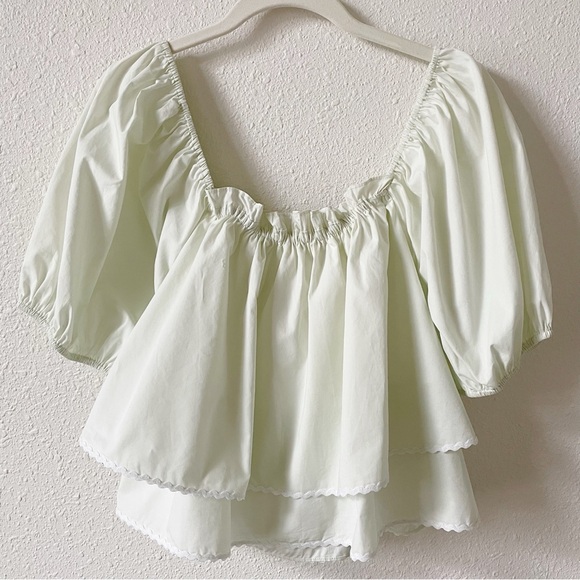 Hyacinth House Rick Rack Layered Suzie Top Pale Green Size Small Bohemian READ - Picture 2 of 8